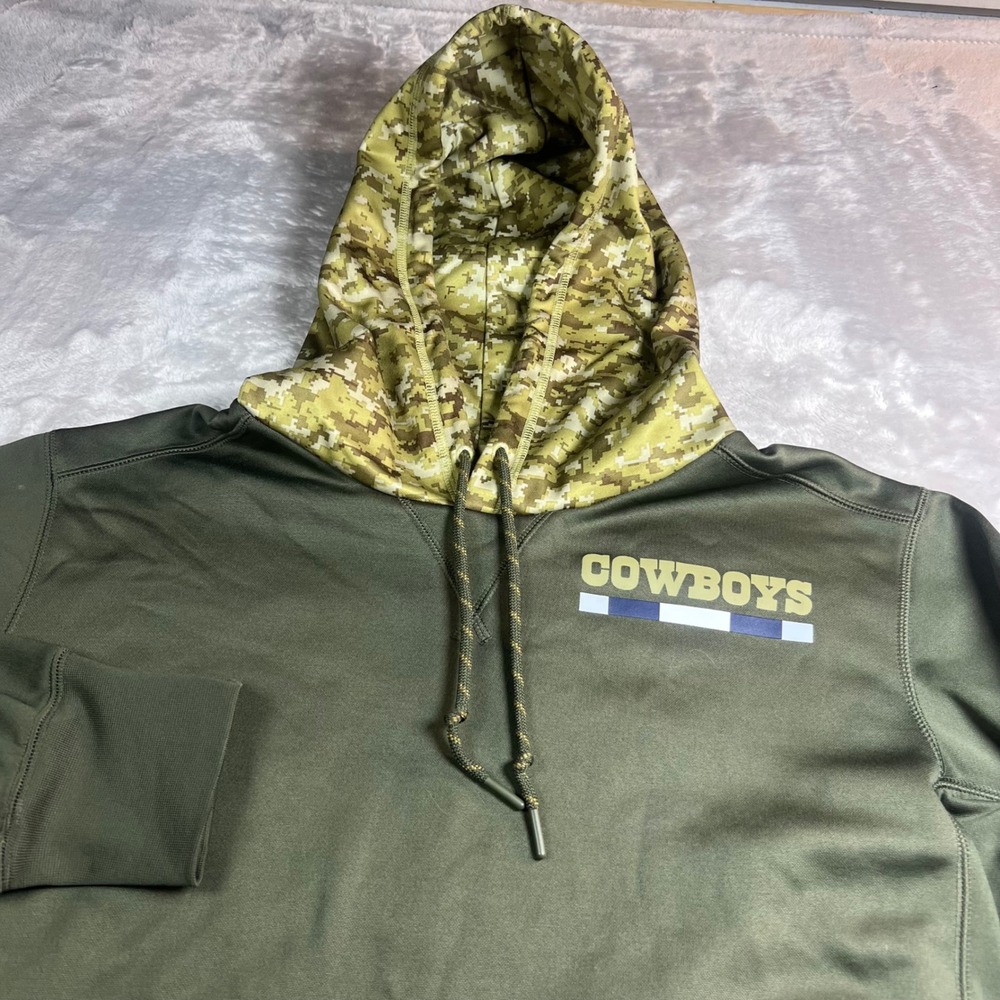 Nike Men's Medium Hoodie Dallas Cowboys Salute to Service Green Camo Dri-FIT USA